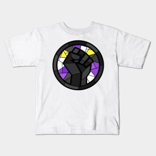 BLM Stained Glass Fist (Non-Binary) Kids T-Shirt